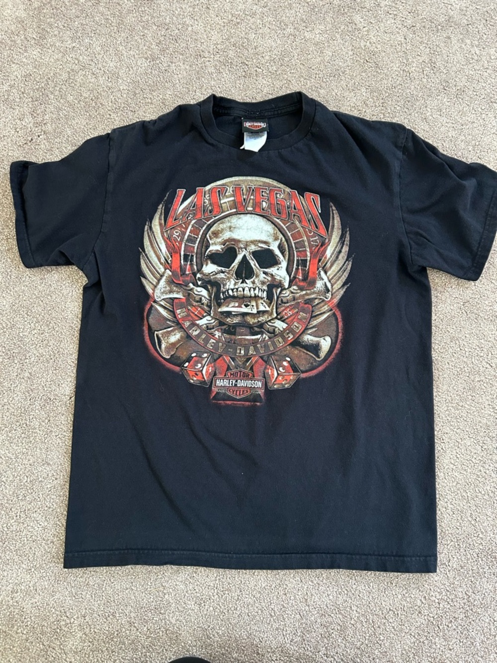 Harley-Davidson Black Graphic Skull Las Vegas Short Sleeve Tee